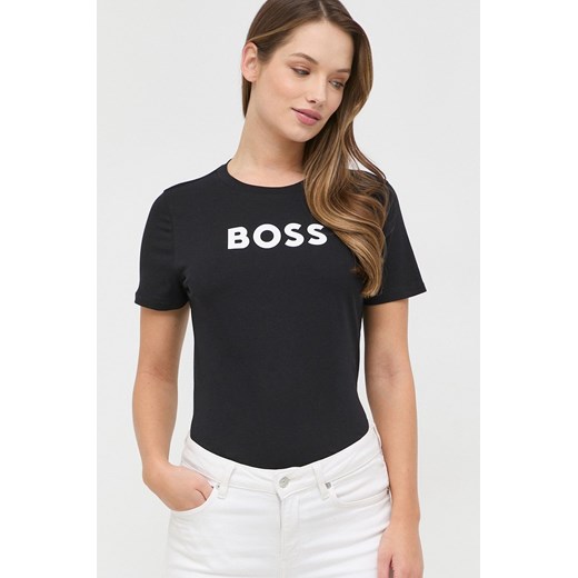 BOSS t-shirt bawełniany kolor czarny 50468356 ze sklepu ANSWEAR.com w kategorii Bluzki damskie - zdjęcie 145975126