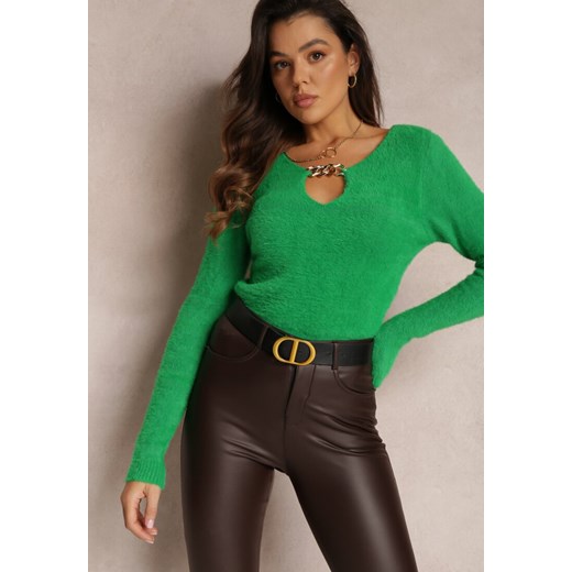 Zielony Sweter z Łańcuszkiem Dashe Renee S wyprzedaż Renee odzież