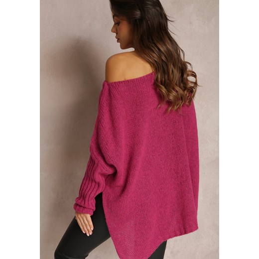 Fuksjowy Sweter Oversize z Warkoczem Assa Renee L promocyjna cena Renee odzież