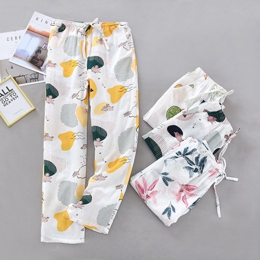 Spodnie do spania w kolorowe wzory - Żółty / S ze sklepu Valetta.pl w kategorii Piżamy damskie - zdjęcie 146016547