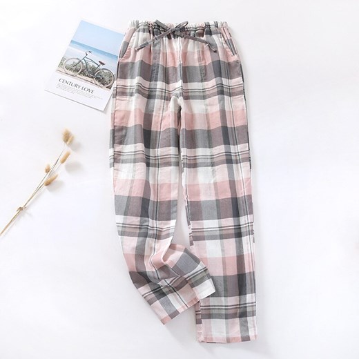 Spodnie do spania w kratę - Różowy / S ze sklepu Valetta.pl w kategorii Piżamy damskie - zdjęcie 146016548