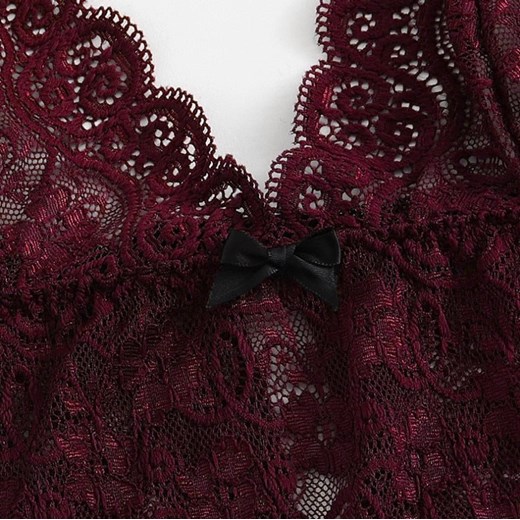 Koronkowa piżama damska - Burgundowy / S ze sklepu Valetta.pl w kategorii Piżamy damskie - zdjęcie 146021849