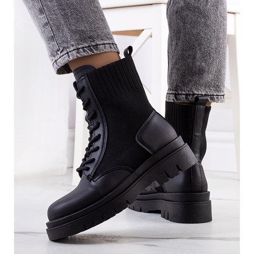 Workery damskie casualowe na jesień na płaskiej podeszwie sznurowane 