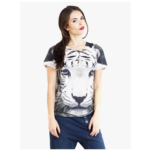 White Tiger, kolorowa bluzka vintageshop-pl granatowy krótkie