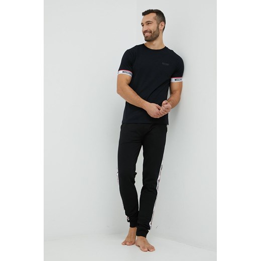 Moschino Underwear t-shirt bawełniany kolor czarny z aplikacją M ANSWEAR.com