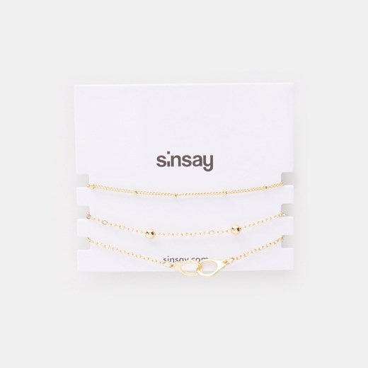 Sinsay - Bransoletki 3 pack - Złoty Sinsay Jeden rozmiar Sinsay