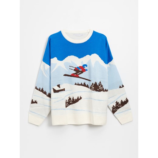 Sweter oversize z zimowymi motywami - Wielobarwny House M/L House
