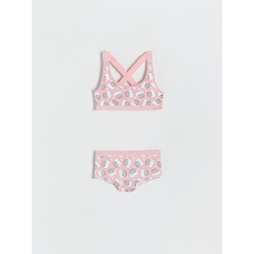 Reserved - Zestaw top i majtki Pusheen - różowy ze sklepu Reserved w kategorii Bielizna dziecięca - zdjęcie 146159595