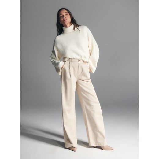 Reserved - Spodnie z lyocellem - Beżowy Reserved XL Reserved