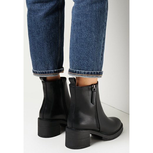 Czarne Botki na Słupku z Suwakiem Hubem 38 okazja born2be.pl