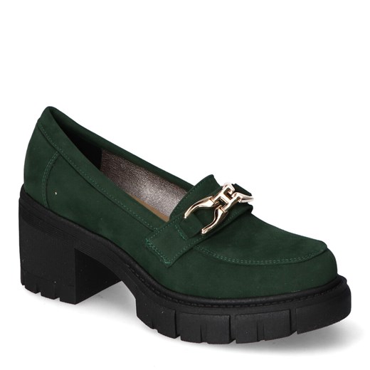 Półbuty For-But 016 Zielone zamsz ozdoba ze sklepu Arturo-obuwie w kategorii Półbuty damskie - zdjęcie 146181297