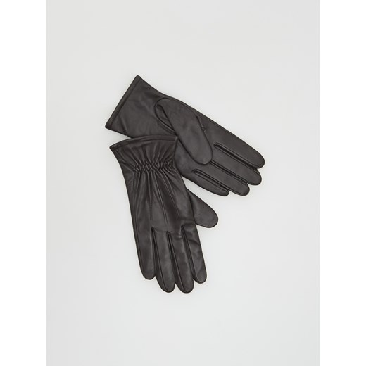 Reserved - Skórzane rękawiczki z marszczeniem - Brązowy Reserved M Reserved