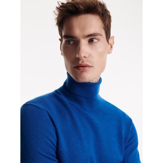 Reserved - PREMIUM Golf z wełny merino - Niebieski Reserved L Reserved