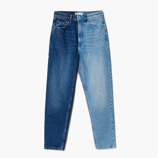 Cropp - Dwukolorowe mom jeans - Niebieski Cropp 38 Cropp