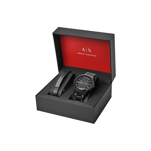 Armani Exchange zegarek i bransoletka męski kolor czarny Armani Exchange ONE ANSWEAR.com
