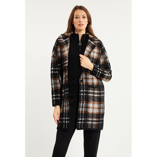 Wzorzysty płaszcz o luźnym kroju XL promocyjna cena MONNARI
