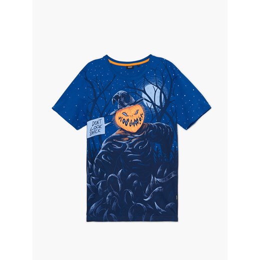 Cropp - T-shirt z motywem jack-o'-lantern - zielony ze sklepu Cropp w kategorii T-shirty męskie - zdjęcie 146267188