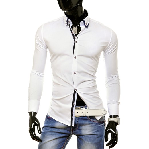 KOSZULA (RR 001) - BIAŁY risardi bialy Koszule z długim rękawem męskie