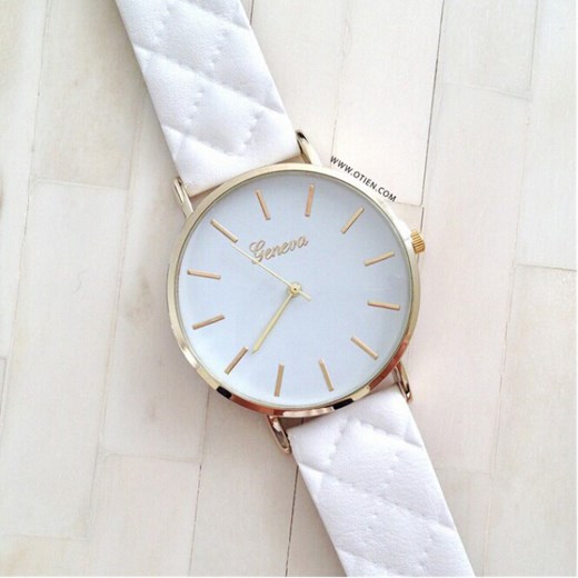 Zegarek biały kobiecy pikowany SPR otien-com szary damskie