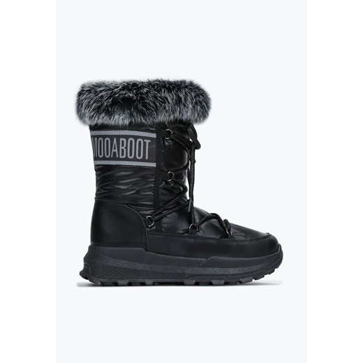 Czarne Śniegowce Moon Boots z Futerkiem Flema 38 okazja born2be.pl