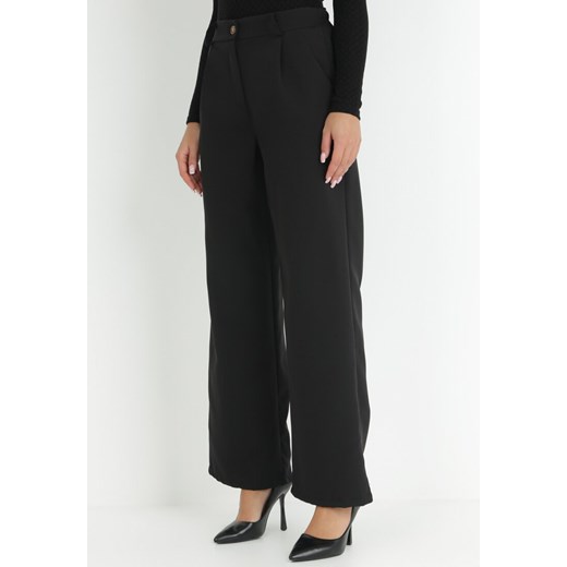 Czarne Spodnie Szerokie High Waist Ivan ze sklepu Born2be Odzież w kategorii Spodnie damskie - zdjęcie 146334957