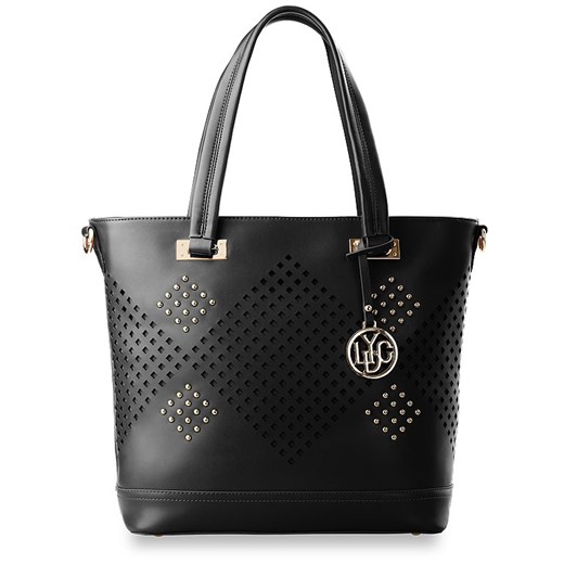 LYDC LONDON TOREBKA SHOPPER SZTYWNA AŻUROWA ĆWIEKI - CZARNA world-style-pl czarny angielskie