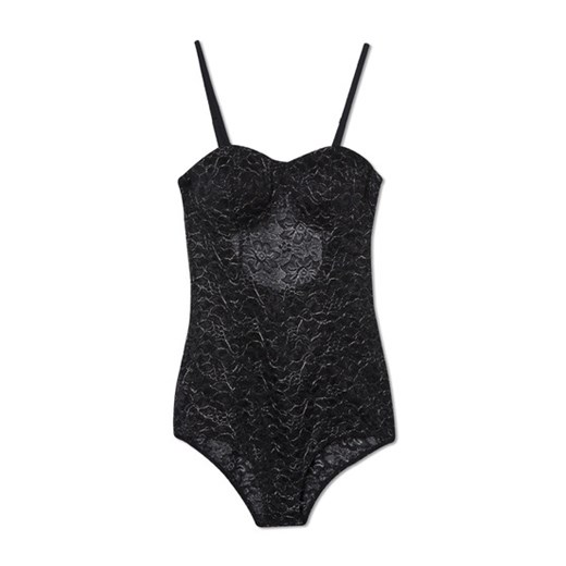 Black Lace Bodysuit with Foil Pattern tally-weijl czarny 