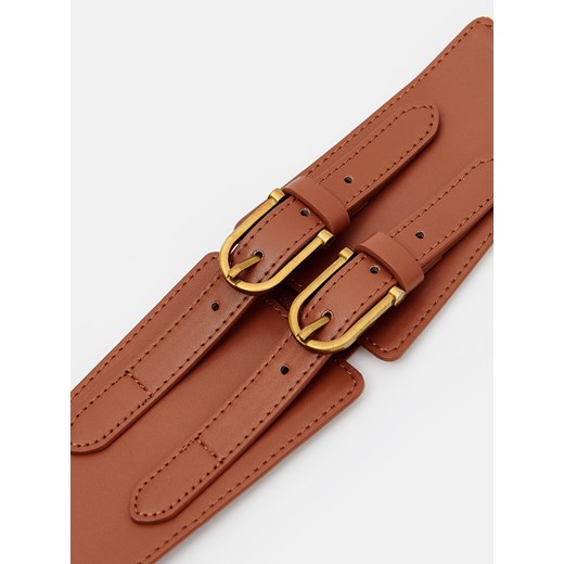 Mohito - Pasek taliowy z dwiema klamrami - Brązowy Mohito M/L Mohito