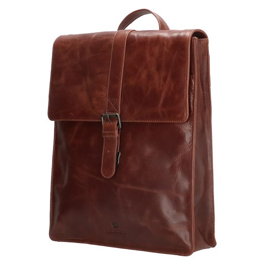 Skórzany plecak w kolorze brązowym - 32,5 x 37 x 9 cm Micmacbags onesize okazja Limango Polska