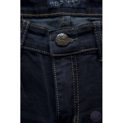 Ciemno granatowe elastyczne spodnie jeansowe z wyższym stanem mercerie-pl czarny Spodnie