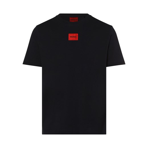 HUGO T-shirt męski Mężczyźni Bawełna granatowy jednolity ze sklepu vangraaf w kategorii T-shirty męskie - zdjęcie 146516236