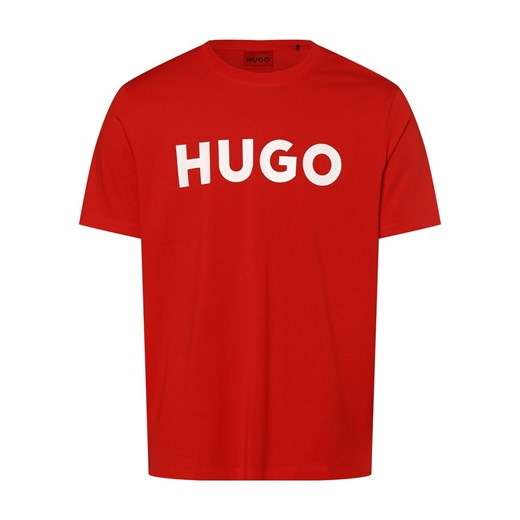 HUGO T-shirt męski Mężczyźni Dżersej czerwony nadruk ze sklepu vangraaf w kategorii T-shirty męskie - zdjęcie 146516238