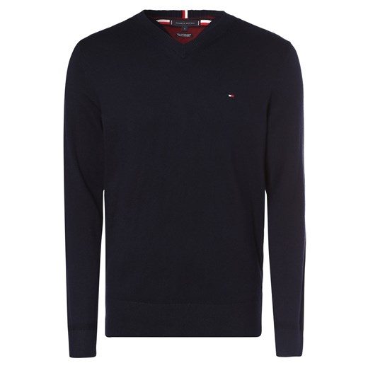 Tommy Hilfiger Sweter z dodatkiem kaszmiru Mężczyźni Bawełna granatowy jednolity ze sklepu vangraaf w kategorii Swetry męskie - zdjęcie 146521369