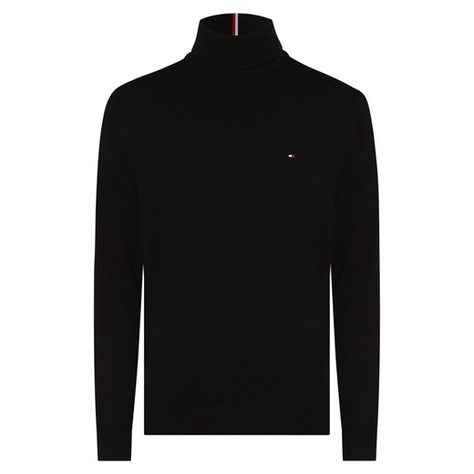 Tommy Hilfiger Sweter z dodatkiem kaszmiru Mężczyźni drobna dzianina czarny jednolity ze sklepu vangraaf w kategorii Swetry męskie - zdjęcie 146521377