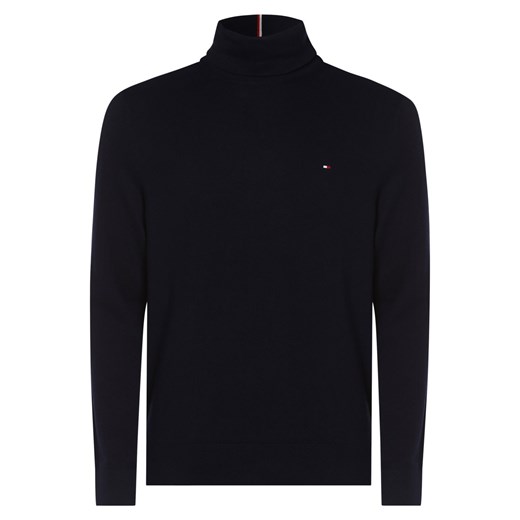Tommy Hilfiger Sweter z dodatkiem kaszmiru Mężczyźni drobna dzianina granatowy jednolity ze sklepu vangraaf w kategorii Swetry męskie - zdjęcie 146521378