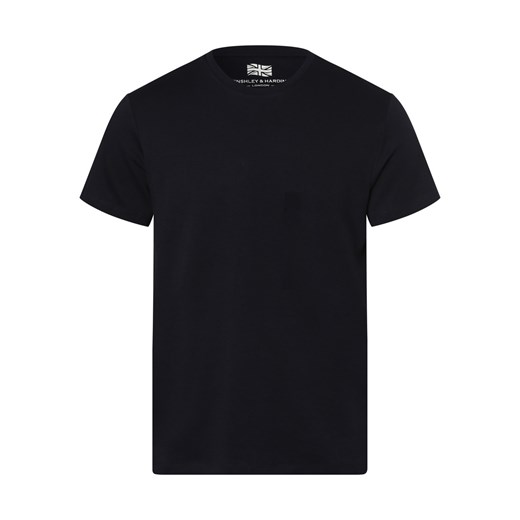 Finshley & Harding London T-shirt męski Mężczyźni Bawełna granatowy jednolity ze sklepu vangraaf w kategorii T-shirty męskie - zdjęcie 146522778