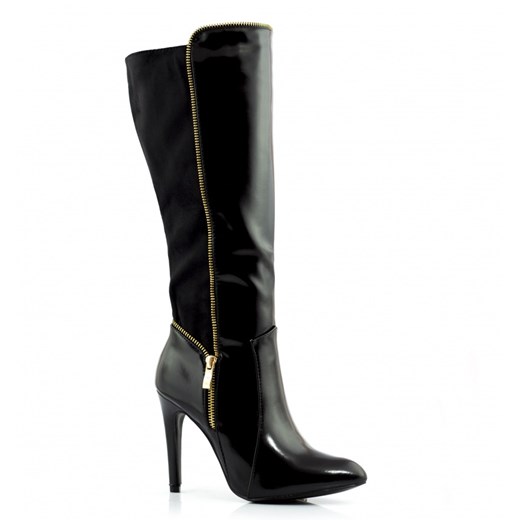 Kozaki Black High-Heeled Boots born2be-pl czarny ekologiczne