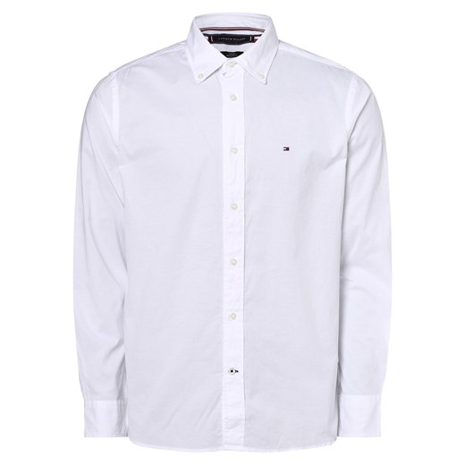 Tommy Hilfiger Koszula męska Mężczyźni Regular Fit Bawełna biały jednolity button down ze sklepu vangraaf w kategorii Koszule męskie - zdjęcie 146523505