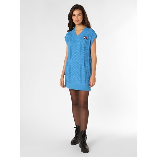 Tommy Jeans Sukienka damska Kobiety Sztuczne włókno niebieski jednolity ze sklepu vangraaf w kategorii Sukienki - zdjęcie 146526549
