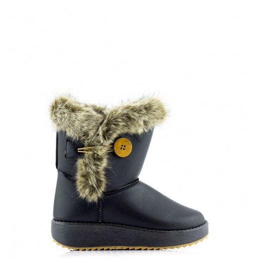 Śniegowce Black Shoes with Brown Fur born2be-pl szary Eko