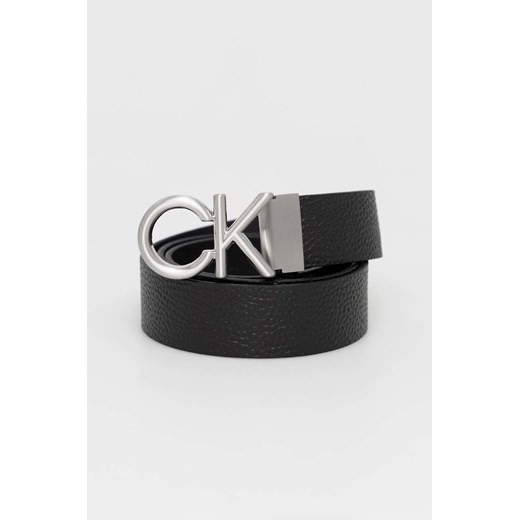 Calvin Klein pasek skórzany męski kolor czarny ze sklepu ANSWEAR.com w kategorii Paski męskie - zdjęcie 146531489