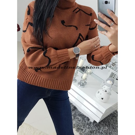 Sweter Nutki Karmelowy Golf Madelinefashion OS wyprzedaż madelinefashion.pl