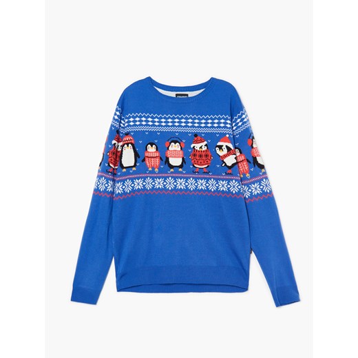 Cropp - Granatowy świąteczny sweter - Niebieski Cropp M Cropp