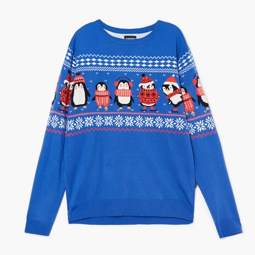 Cropp - Granatowy świąteczny sweter - Niebieski Cropp XXL Cropp