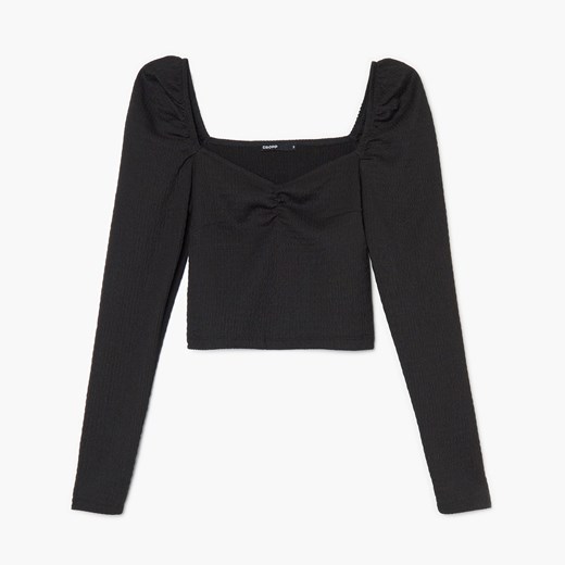 Cropp - Czarna bluzka z bufiastymi rękawami - Czarny Cropp S Cropp