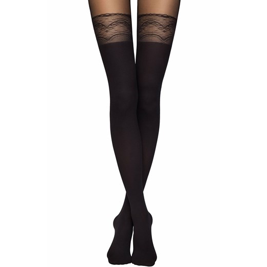 Conte rajstopy czarne w grochy 