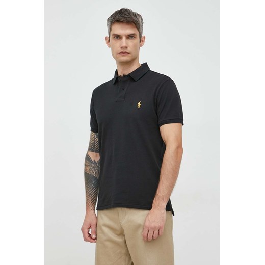 Polo Ralph Lauren polo bawełniane kolor czarny gładki ze sklepu ANSWEAR.com w kategorii T-shirty męskie - zdjęcie 146576576