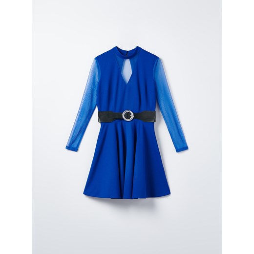 Mohito - Niebieska sukienka mini ze stójką - Niebieski Mohito M promocyjna cena Mohito