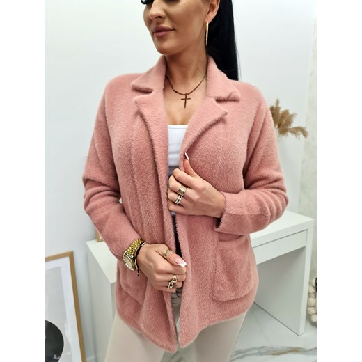 KARDIGAN NARZUTKA ALPAKA ELVIS PUDROWY RÓŻ Etnee UNIWERSALNY STYLOWO