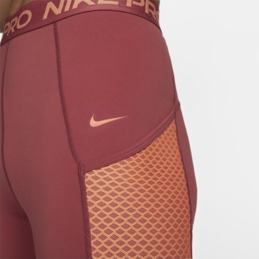 Damskie legginsy 7/8 z wysokim stanem i kieszeniami Nike Pro - Czerwony Nike L wyprzedaż Nike poland